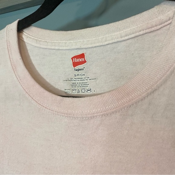 Hanes Tagless T-Shirt in Light Pink Wash - Picture 4 of 5